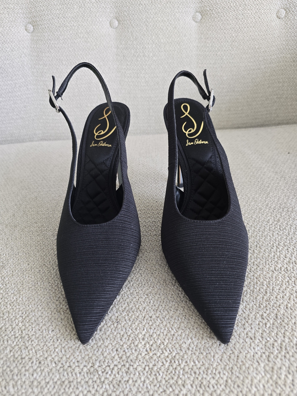 NIB Sam Edelman Black Slingback Pointed-Toe Stiletto Pumps. Size 7.5 - Picture 4 of 10